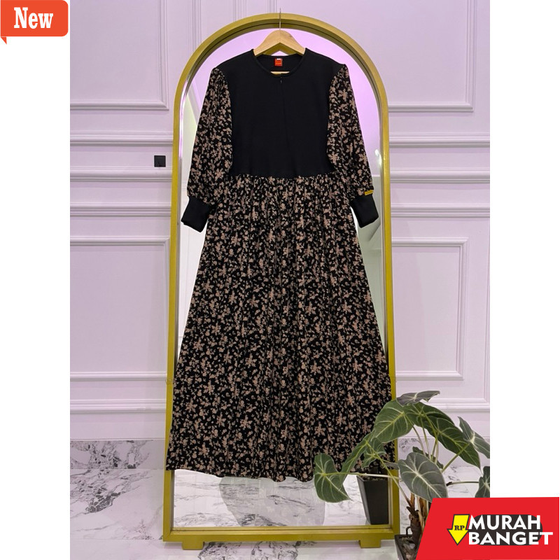 gamis kekinian tahun 2024 Gamis Inces Terbaru Kekinian Bahan Rayon Kombinasi Kaos Rip