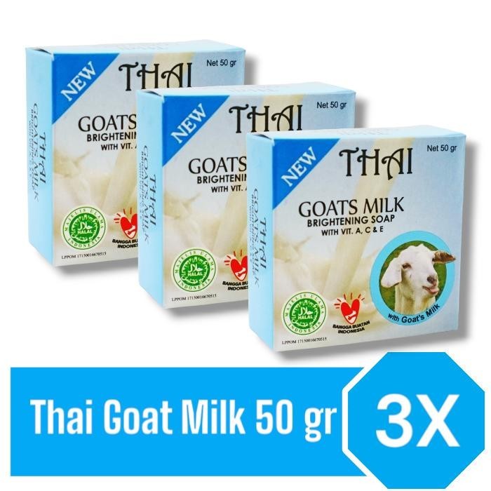 PAKET 3 PCS Sabun Susu Kambing Thai Goat Milk Brightening Soap 50gr