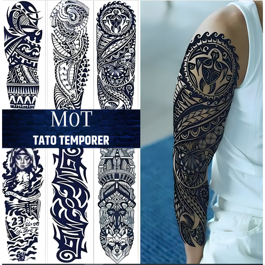KEREN PREMIUM Full Lengan Arm Tato temporer tahan lama tatto temporary semi tangan penuh permanent P