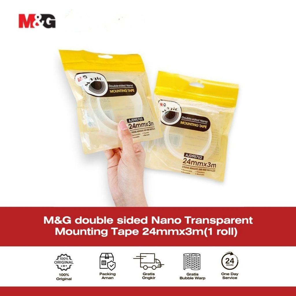 

Double Sided Transparant M&G 1 inchi #AJD957U2 Double Tape Gel 24x3mm Mounting Tape Magic Tape Nano Transparan- SHAGB