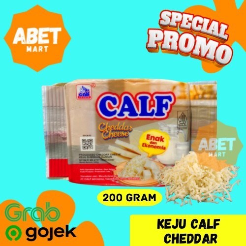 

Keju Calf Cheddar 200Gr - 200 G Cheese Parut Topping Pcs Pak Dus Murah Enak