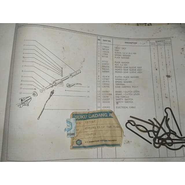 Klip Tahanan Gas perseneling Vespa Excel Exclusive New PX Nos