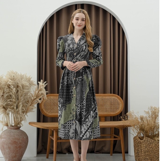 Dress Batik Modern / Batik Long Dress / Batik Wanita - 258 - CBD, Standar