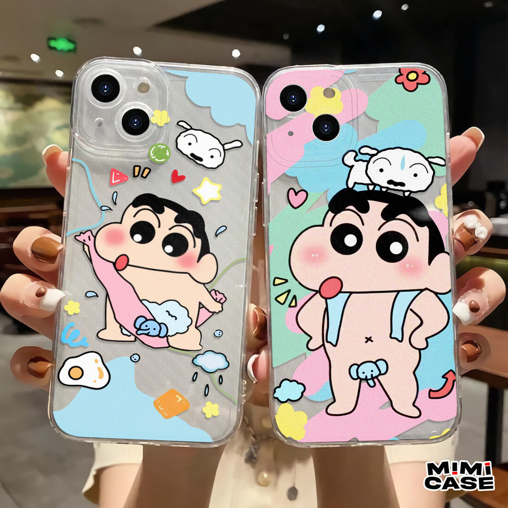 Case Clear Iphone 11 12 13 X XS XR 12 PRO MI450 Sinchan Casing Bening Transparan Pelindung HP