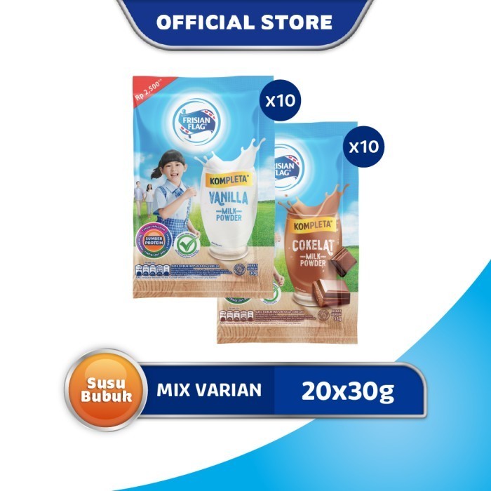

TERJUAL Frisian Flag Kompleta Susu Bubuk Mix Varian Sachet [10x30g] 2 Renceng