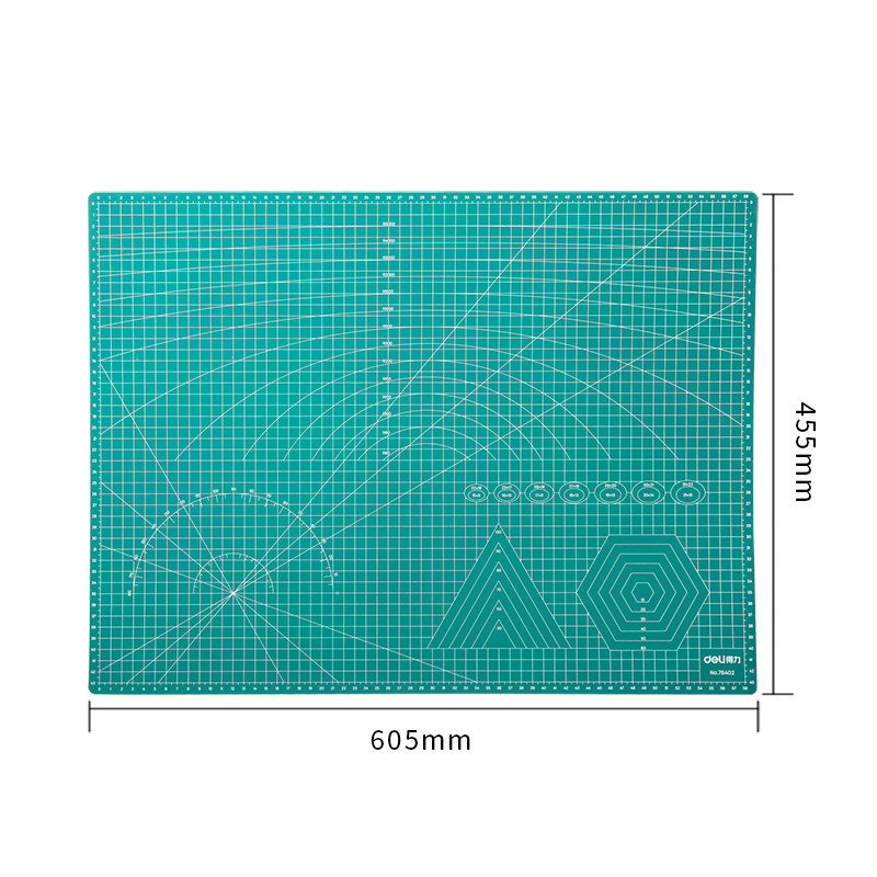 

Deli 78402 A2 Paper Cutting Mat PVC Self-healing Cutting Mat Plate 455x605x3mm Gray Green Color