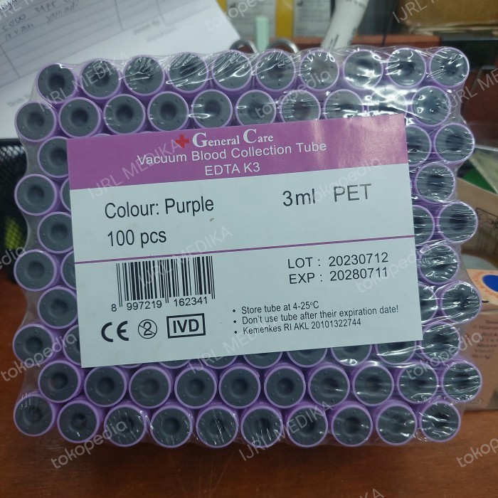 Tabung EDTA 3ml Plastik / EDTA K3/EDTA 3ML GENERAL CARE