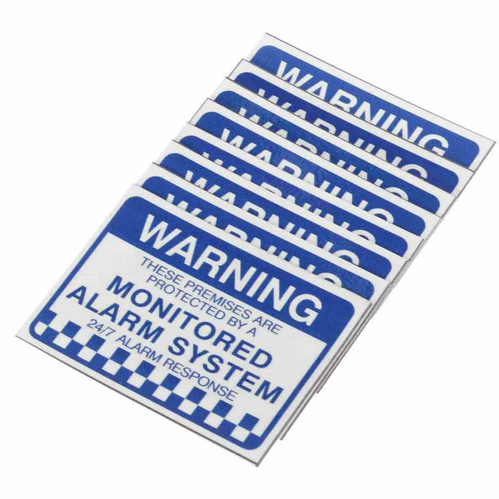 

8pcs Warning Security Stickers Easy Apply Practical Letter Print Monitored Alarm System Home Waterproof Sign PVC Notice Office