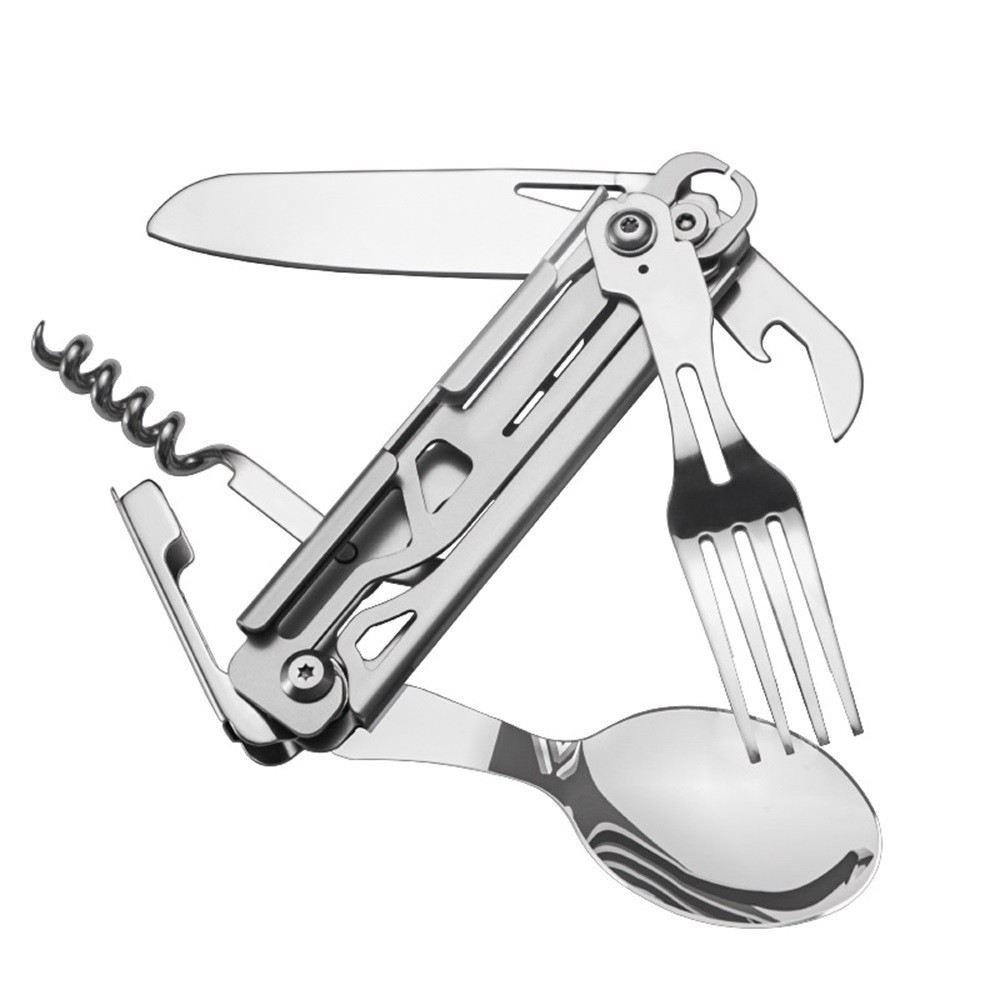 420 Stainless Steel Folding Knife Multi-tool Portable Fork Spoon Outdoor Survival Camping Pocket Kni
