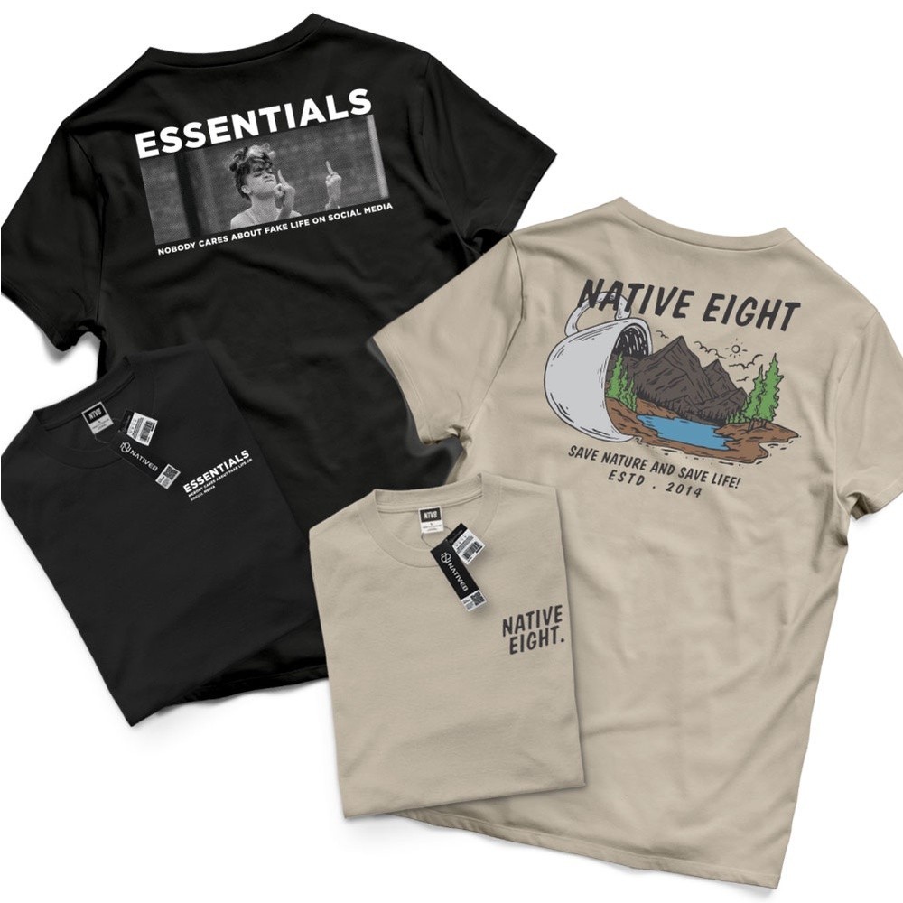 FLORAYSHOP Kaos Distro Pria / Kaos Distro Original / Baju Distro Pria - NATIVE8 - ESSENTIALS