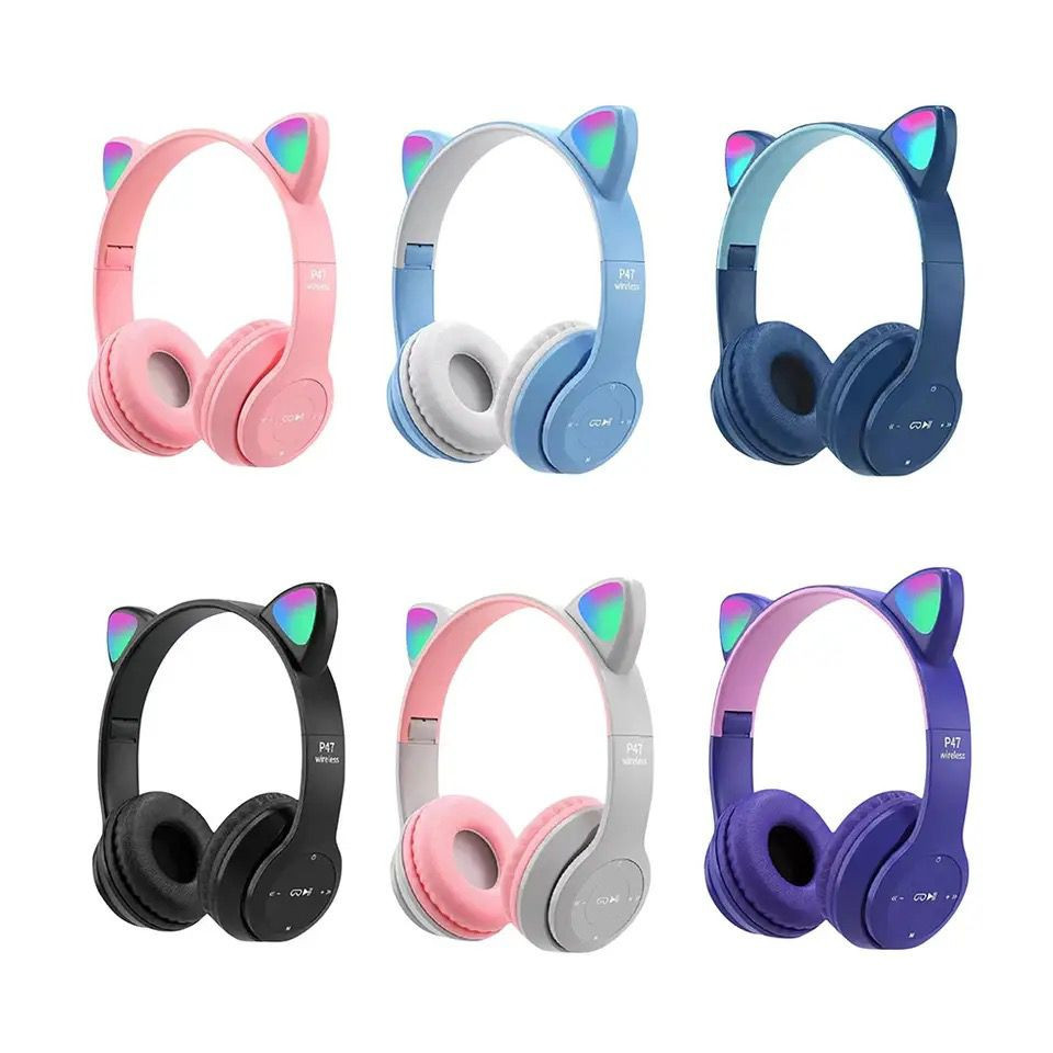 (JOY) Fetch Headphone Bluetooth P47M Gaming Wireless Earphone Kucing Murah Headset Anak Perempuan Ba