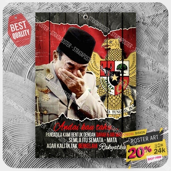 pajangan dinding soekarno - hiasan dinding motivasi - poster  soekarno - wall decor - poster dinding