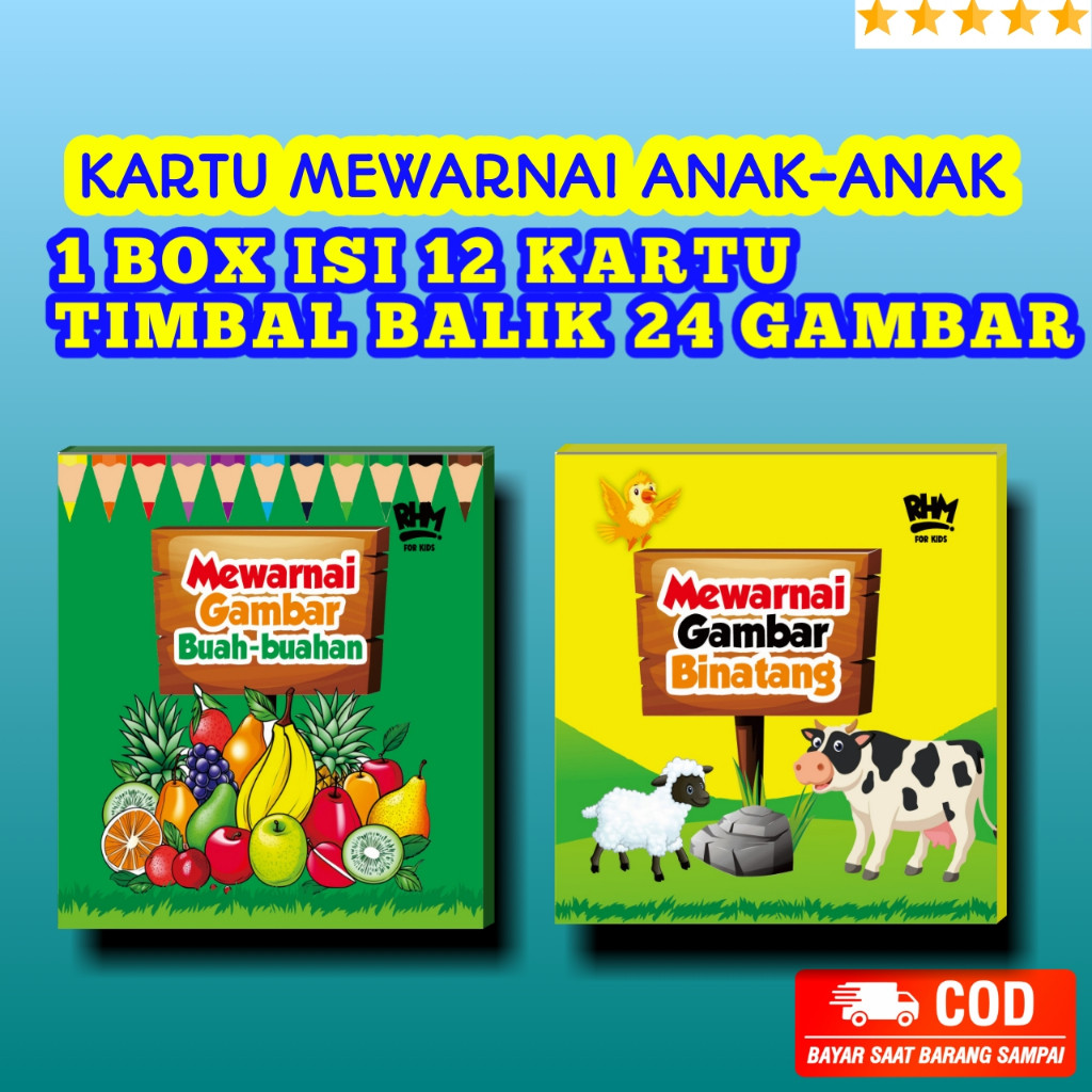 

Kartu Mewarnai Anak / Edukasi Mewarnai Karakter Hewan / Buah - Buahan / DLL /sri_novel