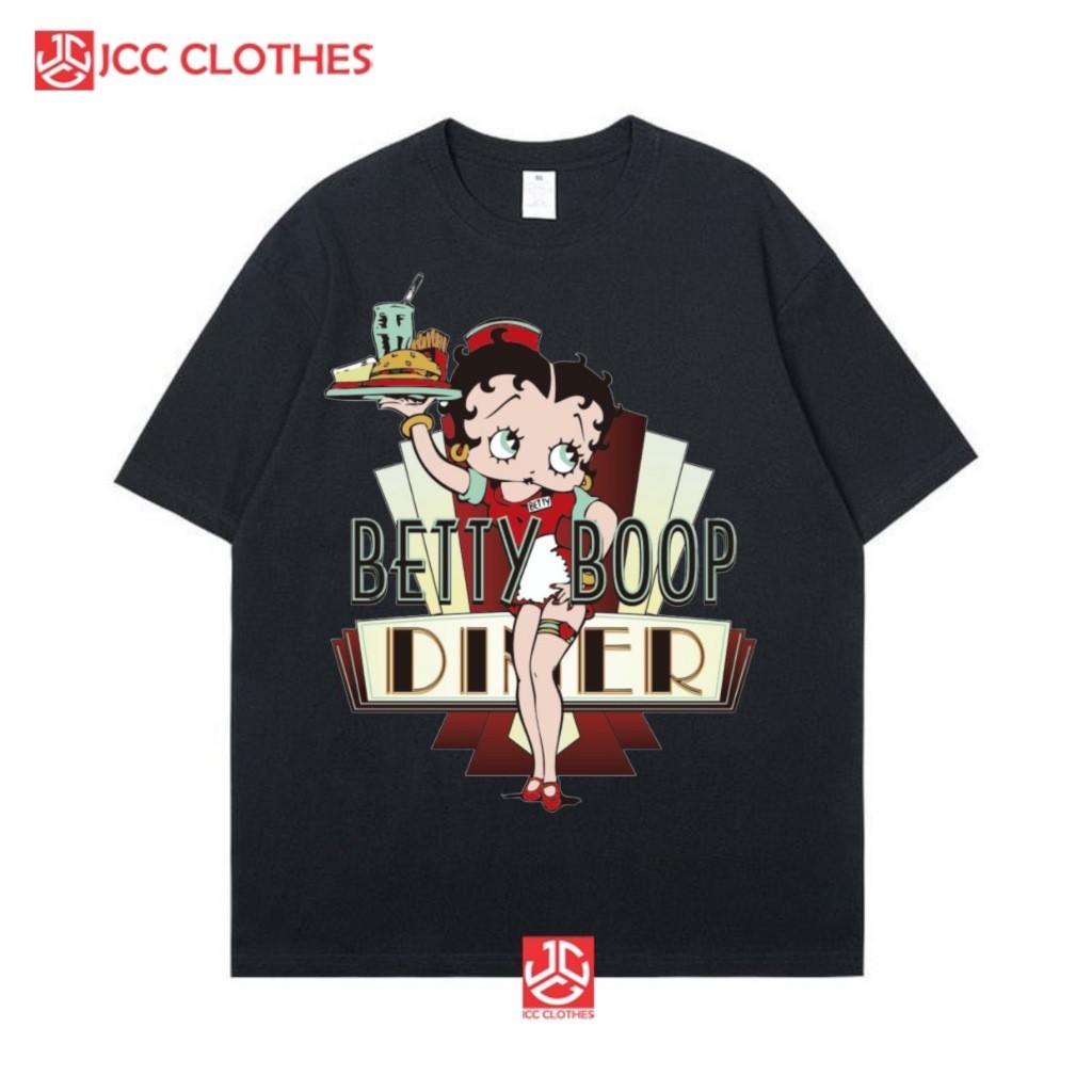 [trendy] Tshirt Kaos Bety Boop Dinner Baju Atasan Distropopuler unisex cotton kaos pria T-shirt want