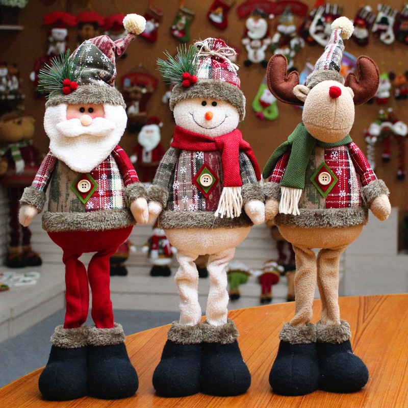 

Santa Claus Christmas Ornaments Tree Decor Elk Snowman Plush Christmas Telescopic Doll Decoration For Home 2024 Navidad Gift Kid