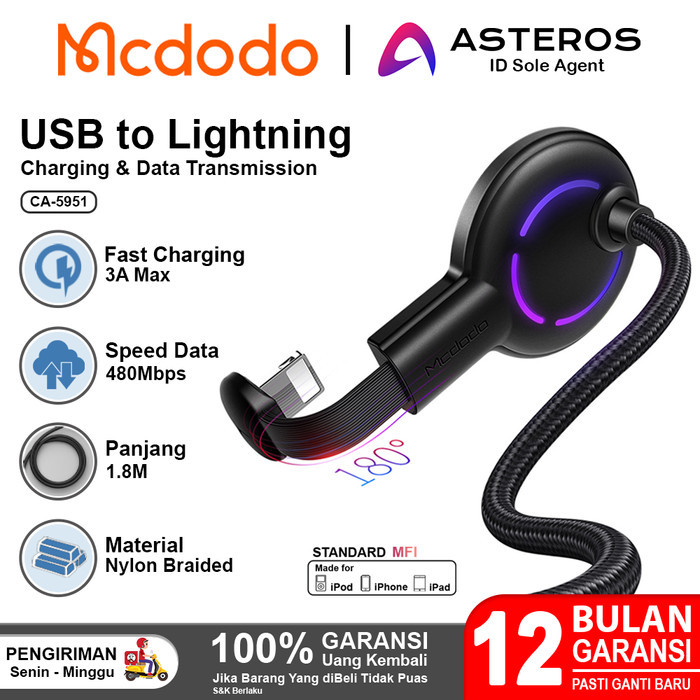 MCDODO Kabel Data Gaming For iPhone USB Lightning FAST Charging - Gaming 1.8M