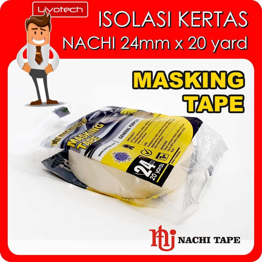 

Masking Tape Nachi 24mm 1" Isolasi Kertas 24 lakban 1 inch Selotip