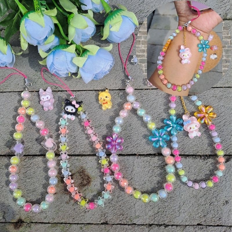 tali HP manik manik Gantungan HP Aesthetic gantungan HP manik manik tali HP tali lanyard tali HP kor