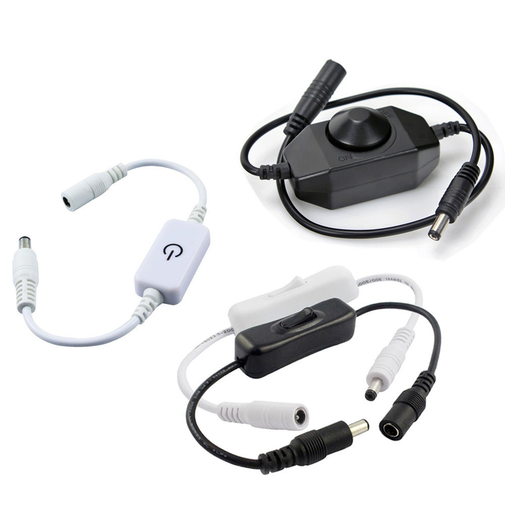 DC Cable Male to Female Switch ON OFF Cable Toggle LED Lamp Power Black / White USB Touch / Knob Dim