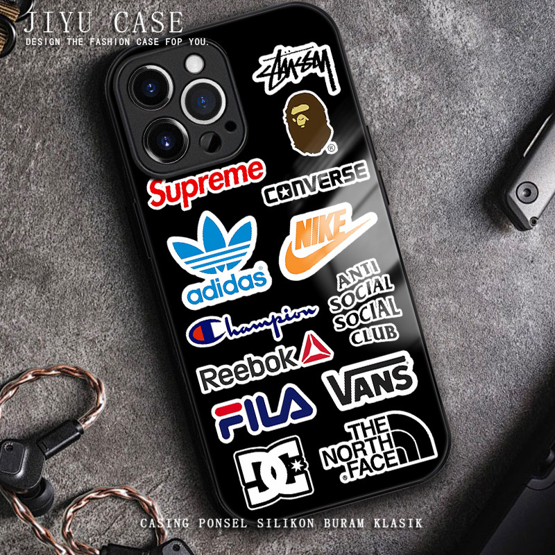 Soft Case glossy kaca for  iphone 11 12 mini 14 Plus 13 15 pro max 6 6s 7 8 plus android casing hp X