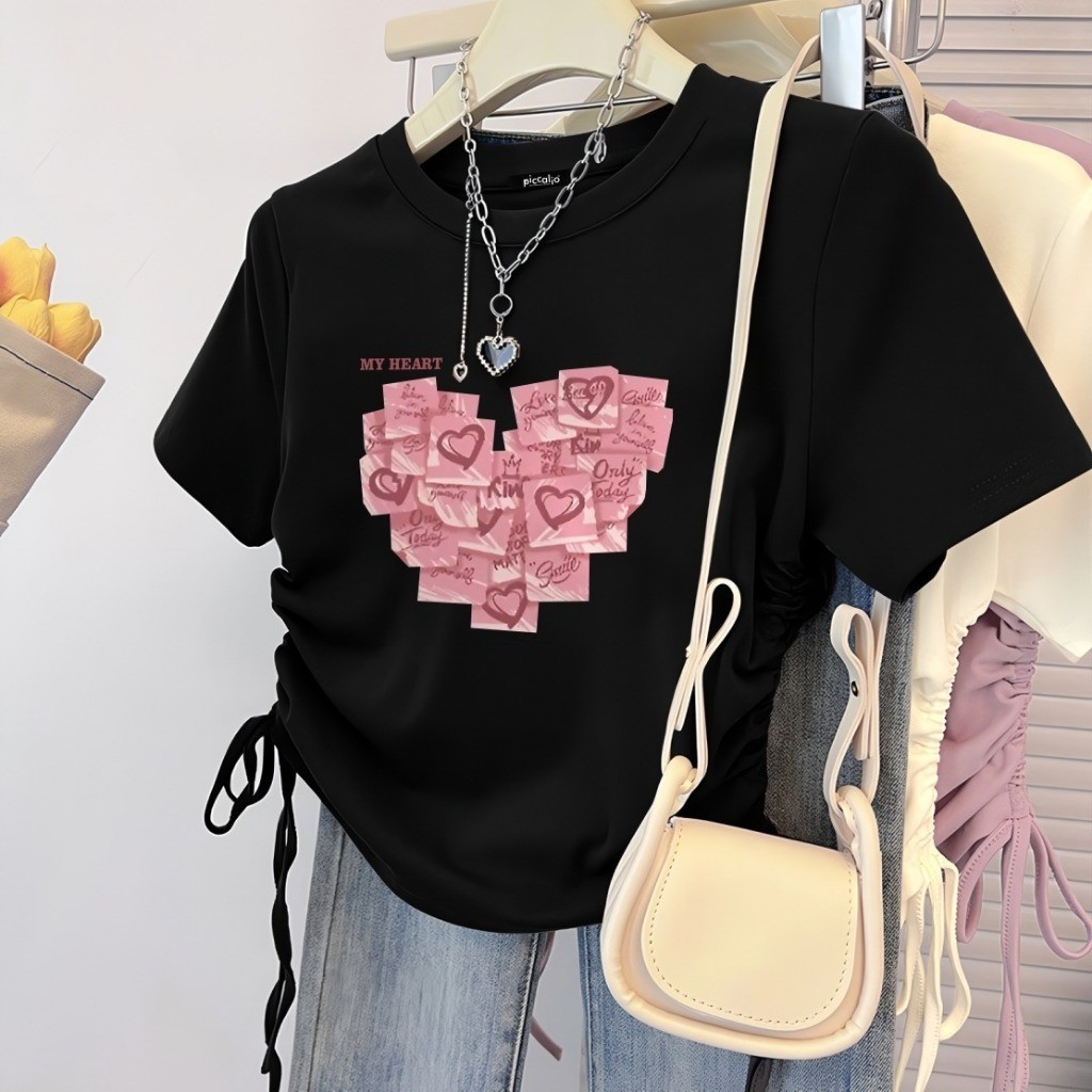 RKPERWIRA - ZSO KAOS SERUT WANITA MORA / T - SHIRT MY HEART / PAKAIAN KAOS WANITA MOTIF LOVE / ATASA