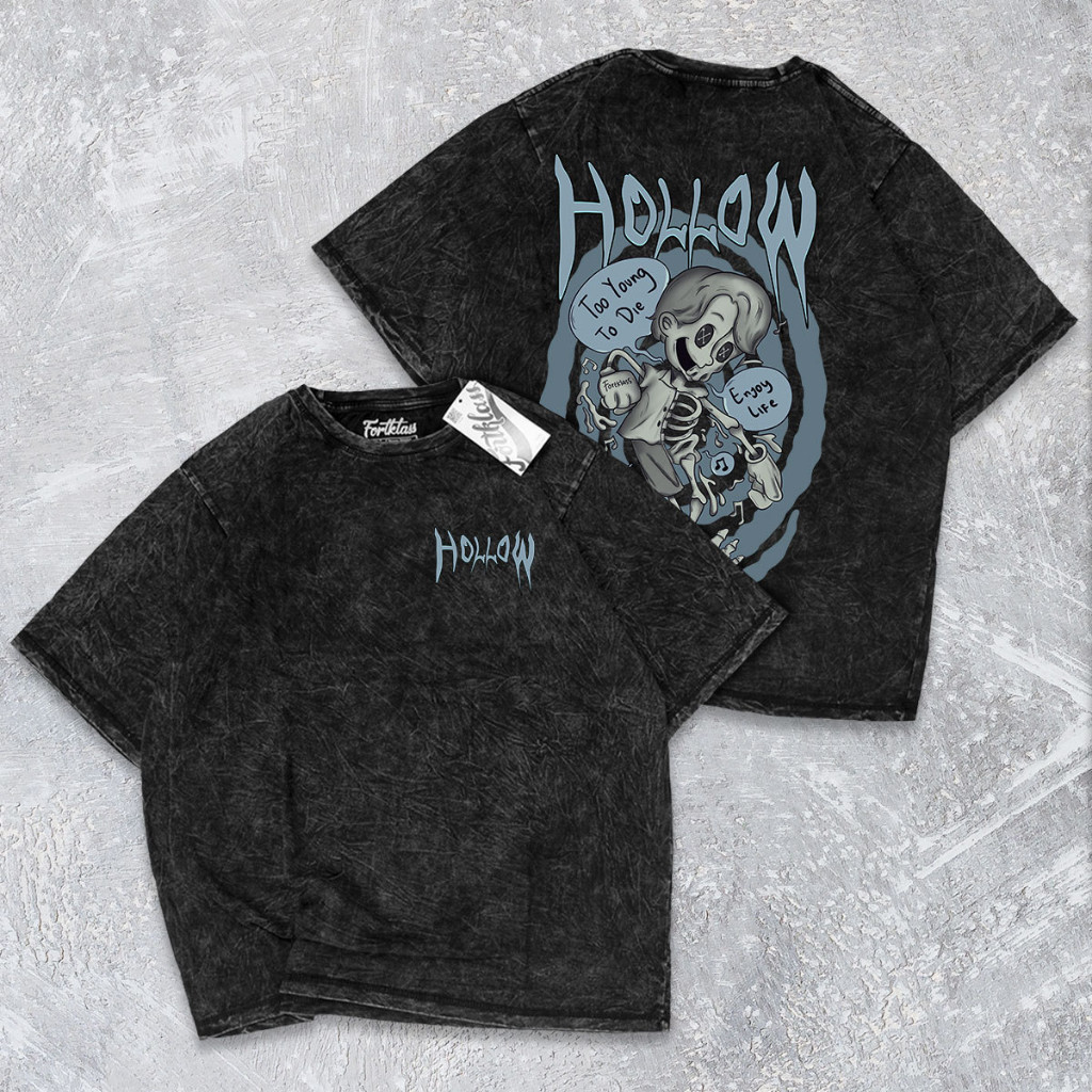 Fregi Kaos Oversize Wash HOLLOW  Kaos Oversize Pria Lengan Pendek Atasan Tshirt Distro Cowok Kaos Pr