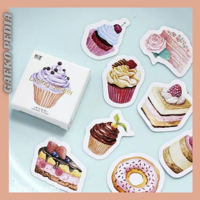 EMMOTTO ||45Pcs Stiker Kertas Gambar Kue / Cupcake Lucu untuk Dekorasi Scrapbook / Jurnal / Diary