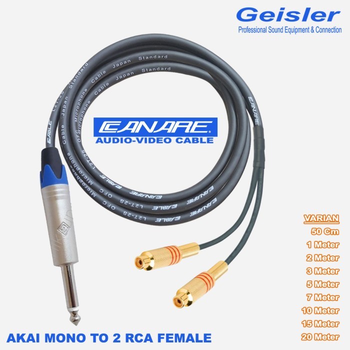 Kabel Audio Jack Akai Mono Geisler to 2 RCA Cewe/Female - JAPAN STANDARD - WANG