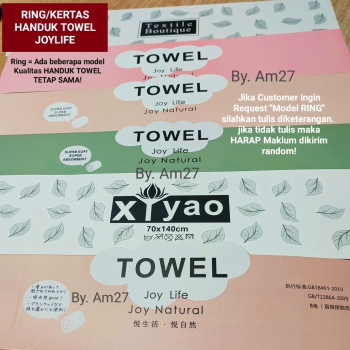 ✨READY✨ -HANDUK MANDI DEWASA Merk TOWEL JOYLIFE motif KOTAK Uk.70*140CM - RANDOM, Kecil 50*100cm