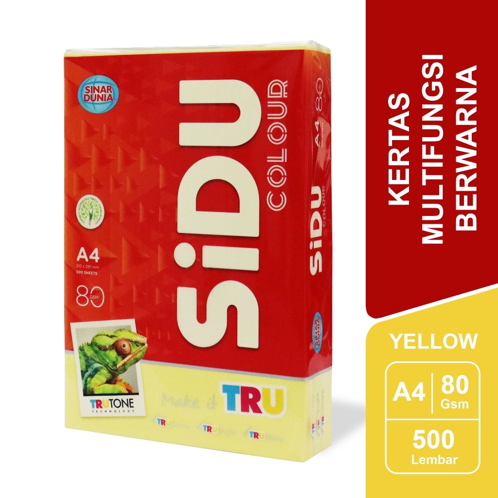 

[BMS Stationery Tangerang] SiDU Kertas Fotocopy Warna Kuning/Yellow 80 GSM A4 1 RIM - SDU CLR 80 A4 160G