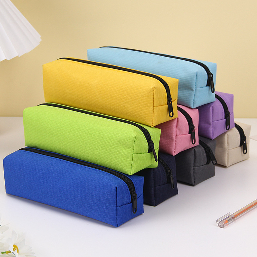 

Solid Color Pencil Case Simple Pencil Bags For Student New Stationery School Supplies Kids Gift Zipper Big Cosmetic Bag