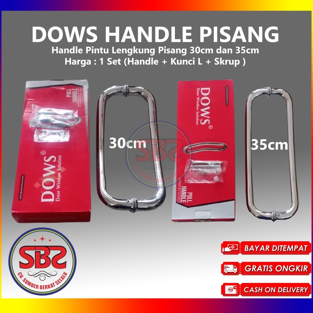 DOWS Handle Lengkung Handle Pisang Tarikan Pintu Kupu Tarung - Handle Pintu Lengkung Pisang 30cm dan