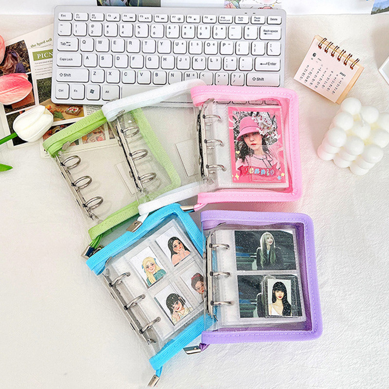 Mini Zipper Loose-leaf Photo Album Binder Case 3-hole Metal Binder Pvc Photocard Holder Binder Colle