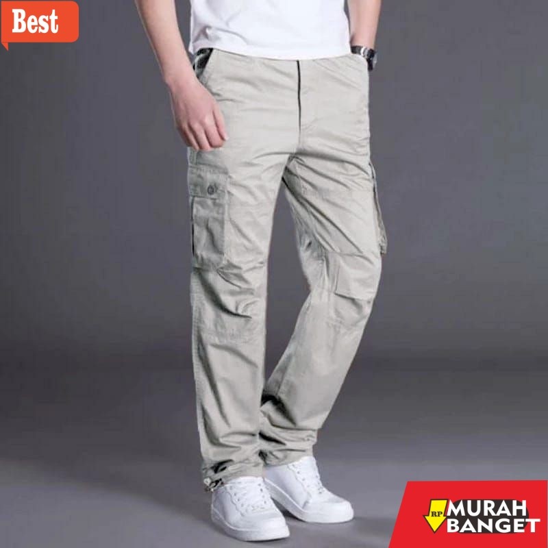 celana panjang pria yang lagi trend Celana Cargo Panjang Pria Army Kain Katun Celana Pria Dewasa Dis
