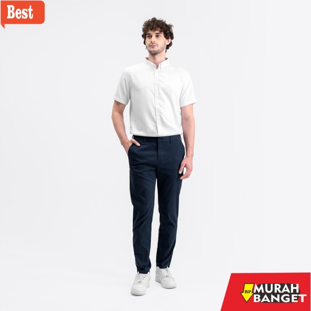 celana chino panjang pria Livehaf - Essential Chino Pants Navy
