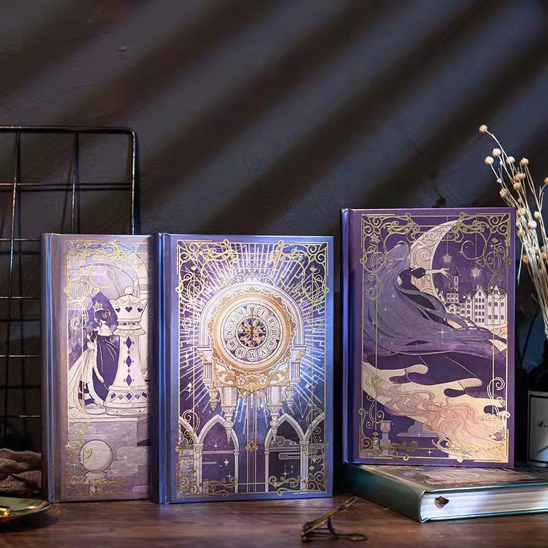 

256 Page Retro Magic Castle Notebook Personalized Color Page Illustration Cute Diary Student Planner Agenda Notepad