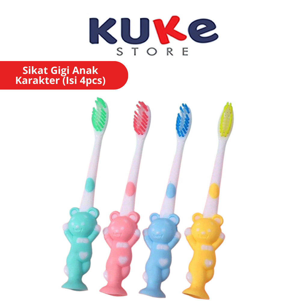 Sikat Gigi Anak Karakter (Isi 4pcs) Standing Kids Toothbrush Colorful Soft Sikat Gigi Travel Bulu Ha