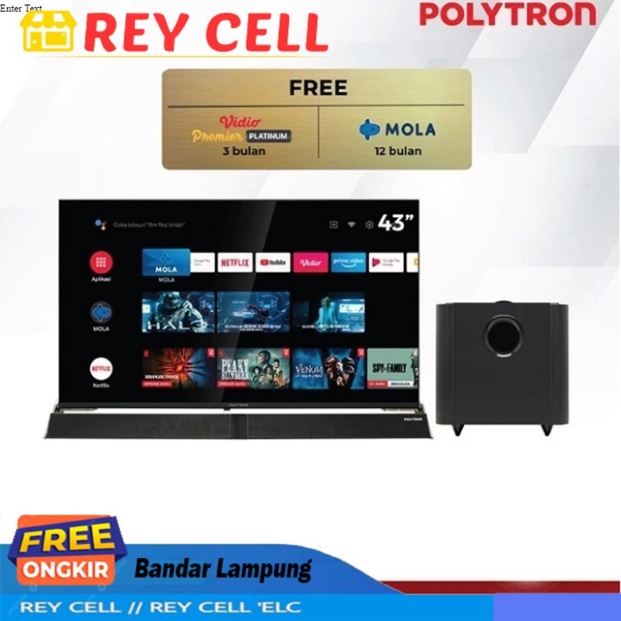 LED TV POLYTRON 43 SOUNDBAR PLD43BG9058 PLD-43BG9058 43BG9058 ANDROID GOOGLE TV CINEMAX 43BG