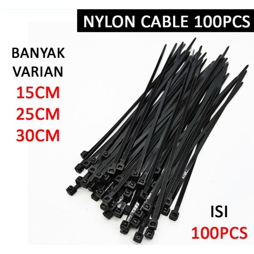 

(OSWIN SHOP) KABEL TIES 15CM 25CM 30CM ISI 100PCS NYLON CABLE PLASTIK ZIP TIES KLIP