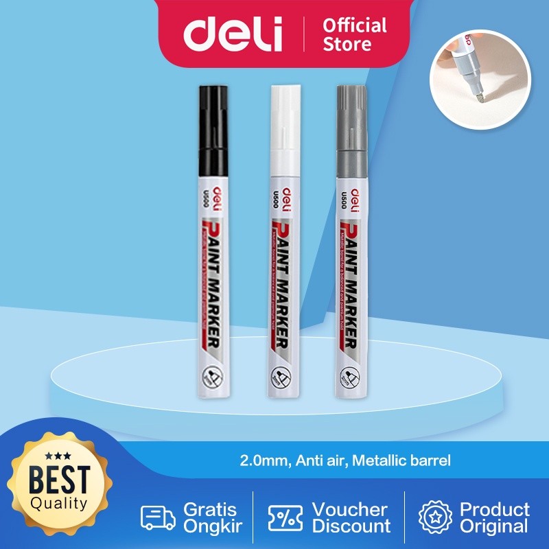 

Deli | Paint Marker (Spidol Gambar Anti Air) | U500 | Abu-abu