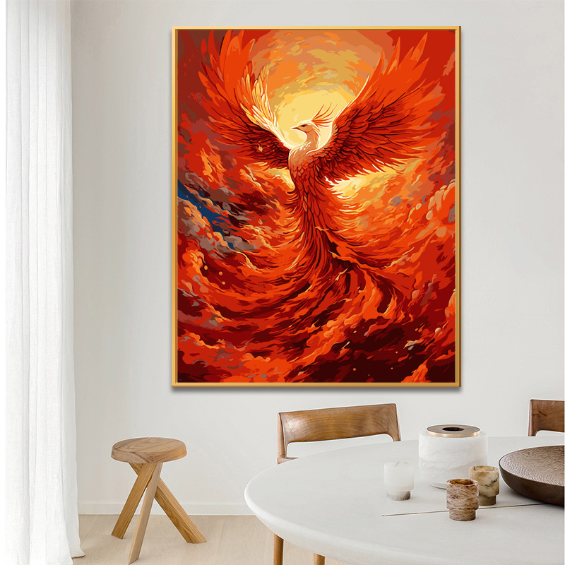 

Painting by Numbers For Adultbluered phoenix in the sky Dropshipping Canvas Oil Paint by Number Home Decor