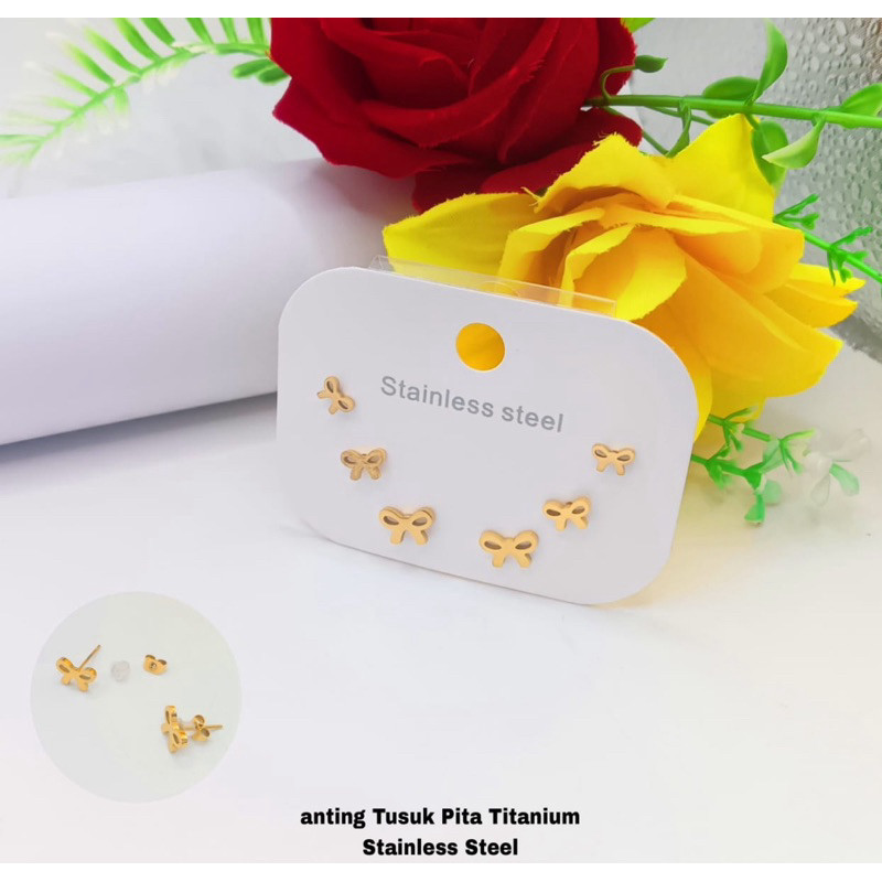 anting set 3 titanium wanita anting tindik fashion wanita
