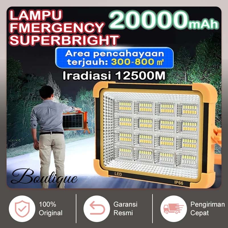 2000W Asli Upgrade 20000mAh Lampu LED Solar Emergency/1Power Sel Surya/Lampu Panel/Professional