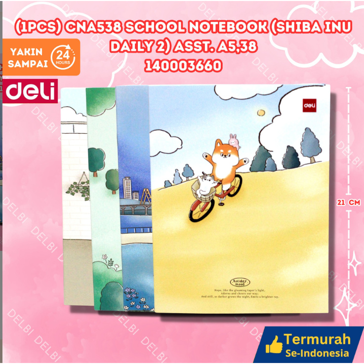 

2024 Buku Tulis Sekolah DELI 38 Lembar – Shiba Inu Daily 2, (Forest Whisper 2),(1PCS) CNA538 School Notebook (Trend 3) ASST. A5,38.