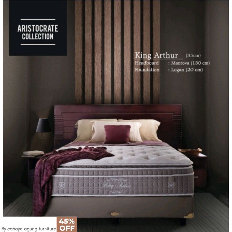 king arthur by central spring bed set bonus 2 bantal
