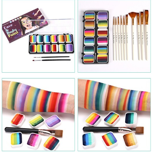 

YUH Edisi Terbatas FREE BRUSH Face Painting Make Up Set Water Base DIY Makeup Palette Professional