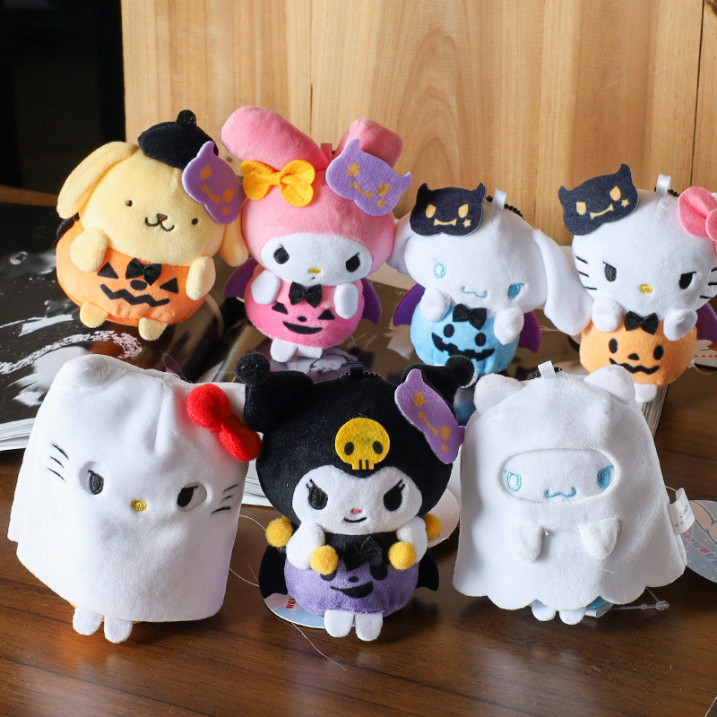 2023 New Sanrio Cinnamoroll Kuromi Halloween Cape Plush Pendant Doll Cute Doll School Bag Ornament K