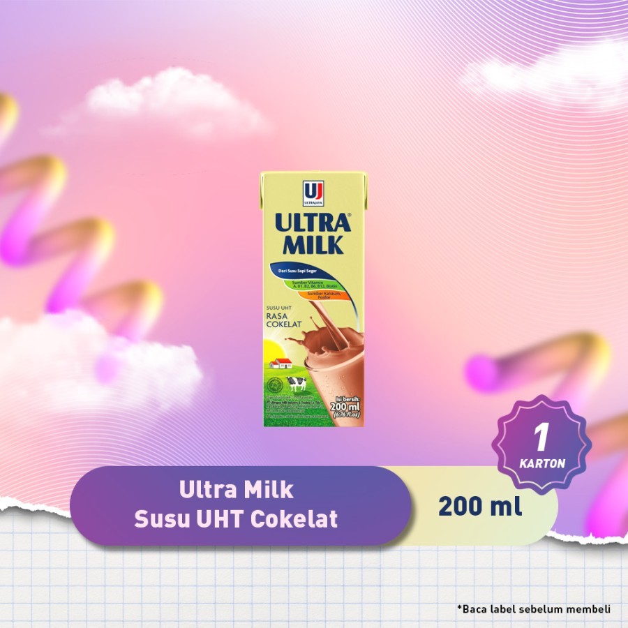 

Susu Ultra Milk UHT Coklat/Cokelat 200mL 1 karton/dus (24 pcs)