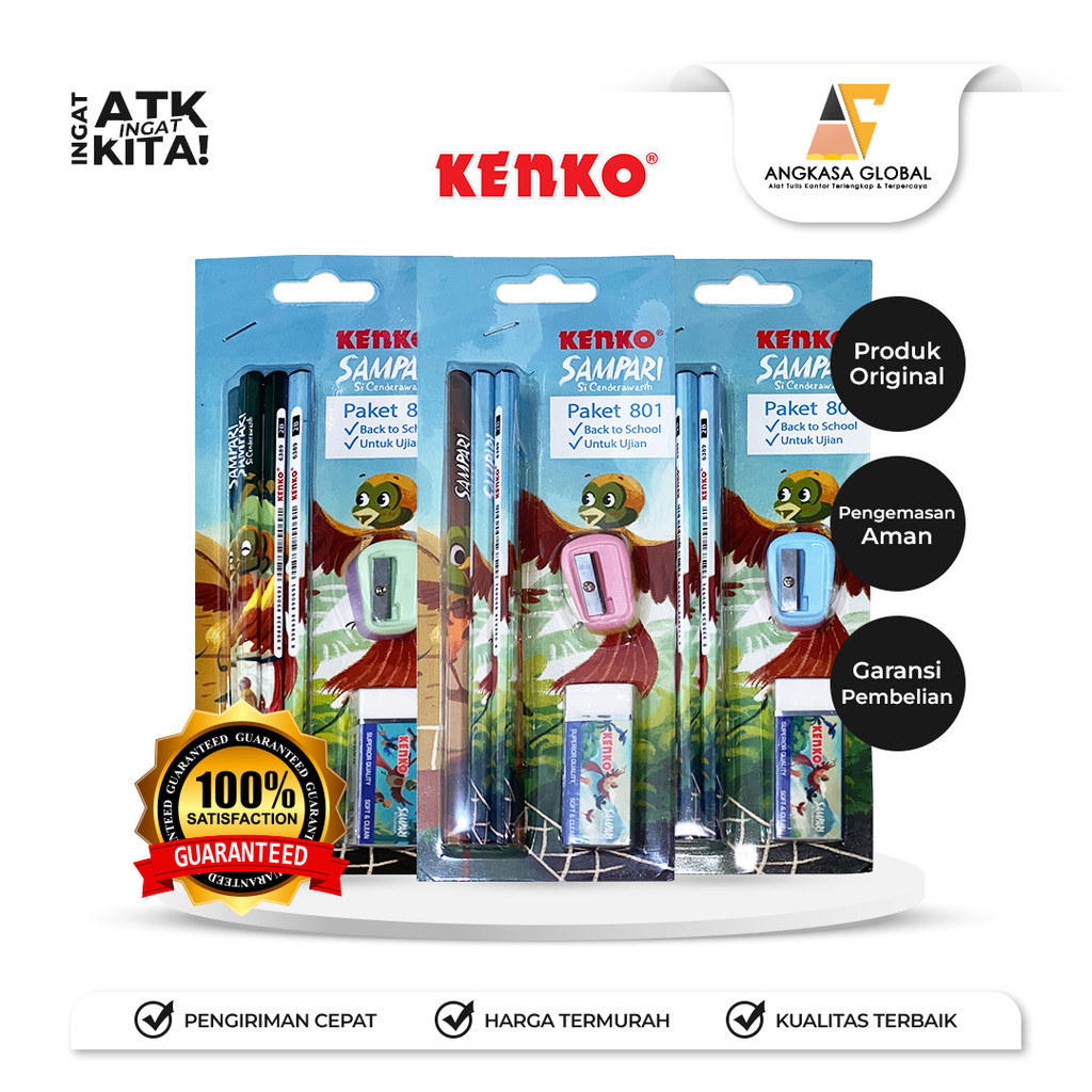 

KENKO PAKET ALAT TULIS PENSIL BLISTER CARD 801 SAMPARI (1SET)