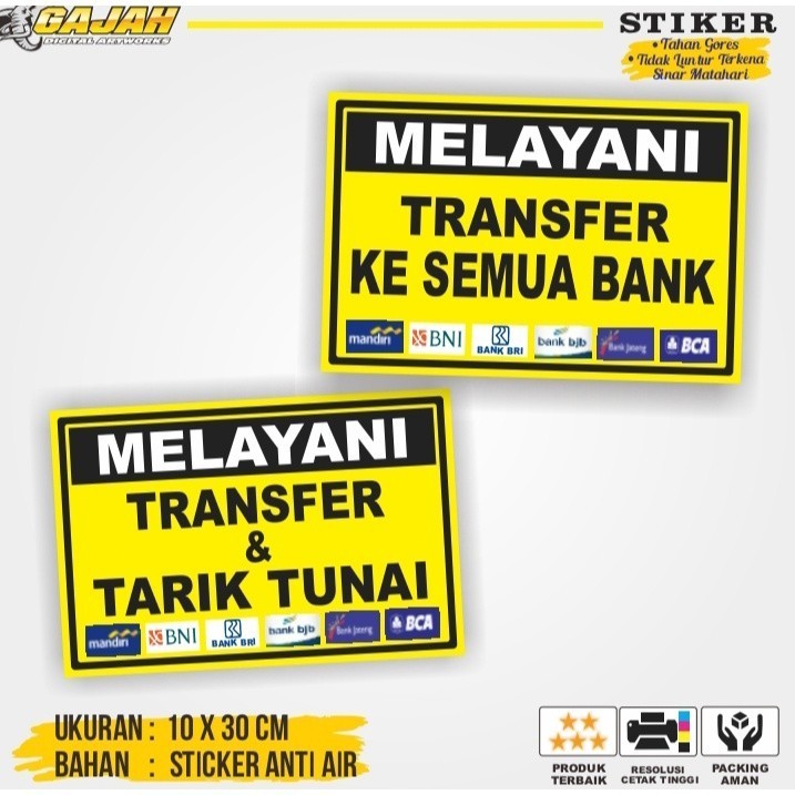 

Sticker Tarik Tunai / Sticker Transfer / Sticker Tarik Tunai Dan Transfer / Jual Stiker Tulisan Tarik Tunai / Stiker Transfer Antar Bank CingWangPrint